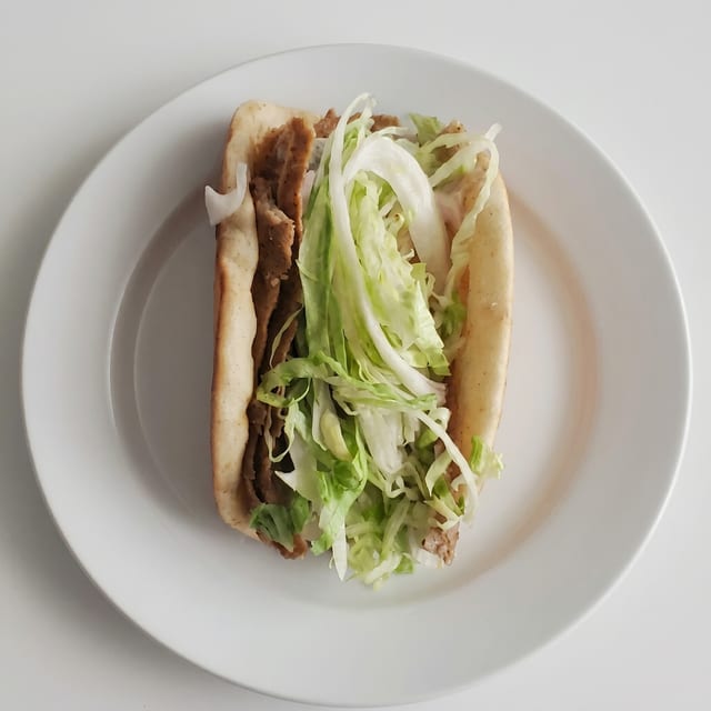 Lamb Gyro Sandwich.