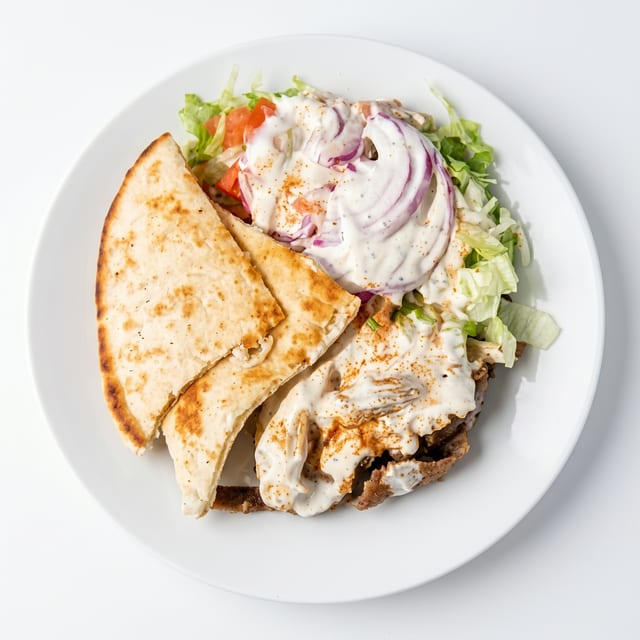 Chicken & Lamb Gyro Platter.